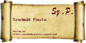 Szedmák Paula névjegykártya